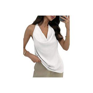 White halter,  Low back Sleeveless blouse